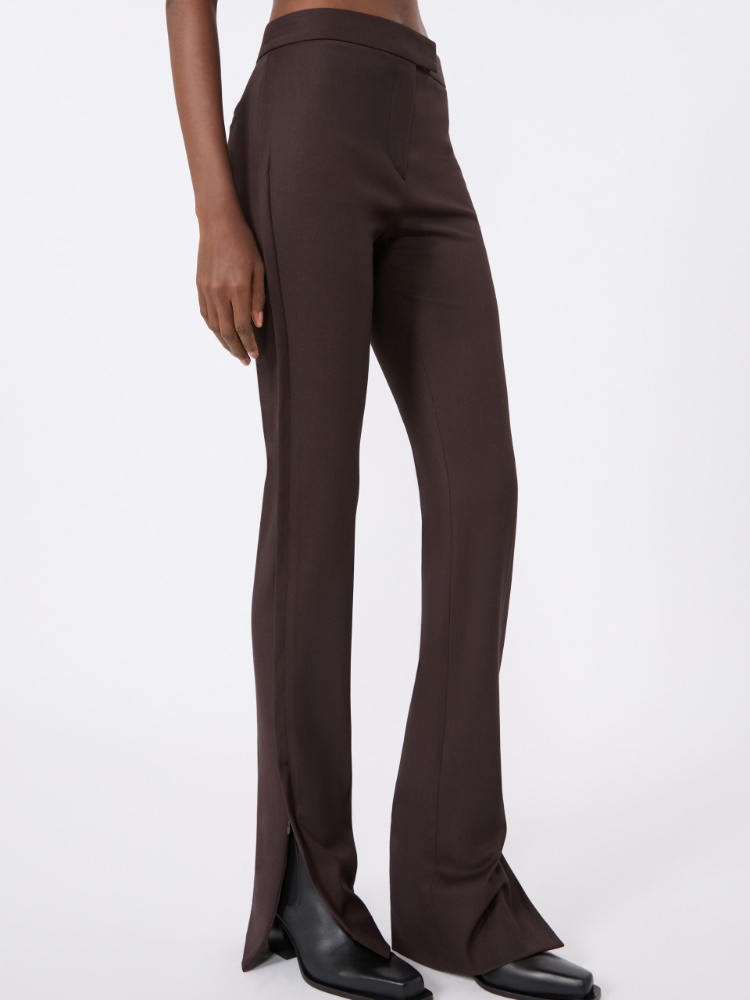 Gabardine low-rise slim flared trousers - COFFEE - Max Mara - 4
