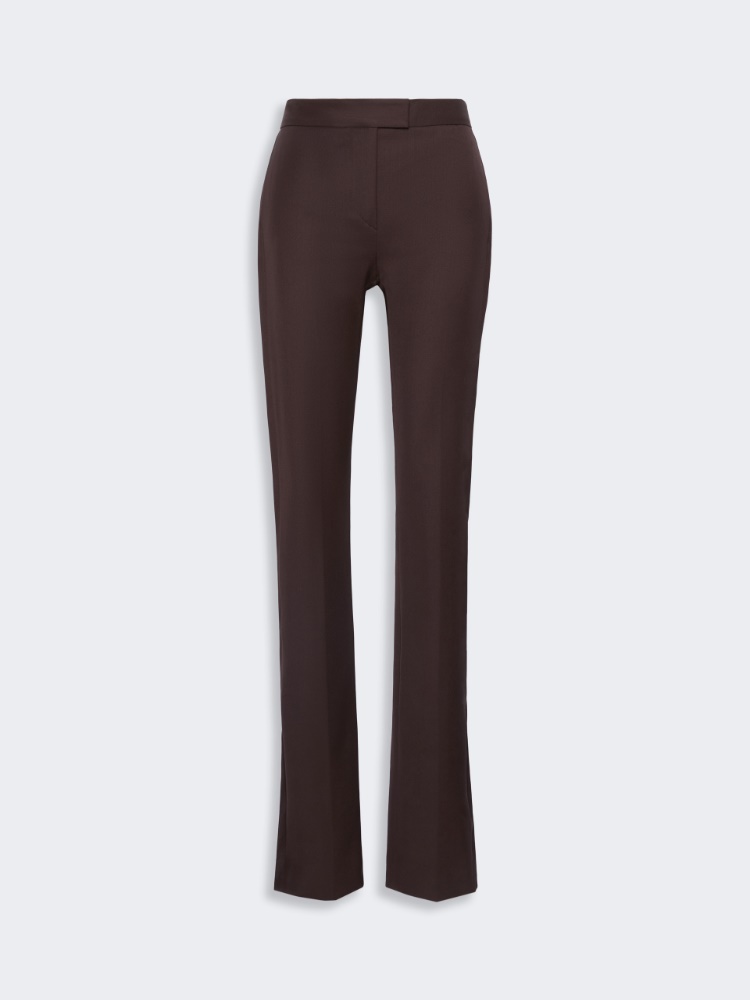 Pantalón ajustado y acampanado de cintura baja de gabardina - CAFE