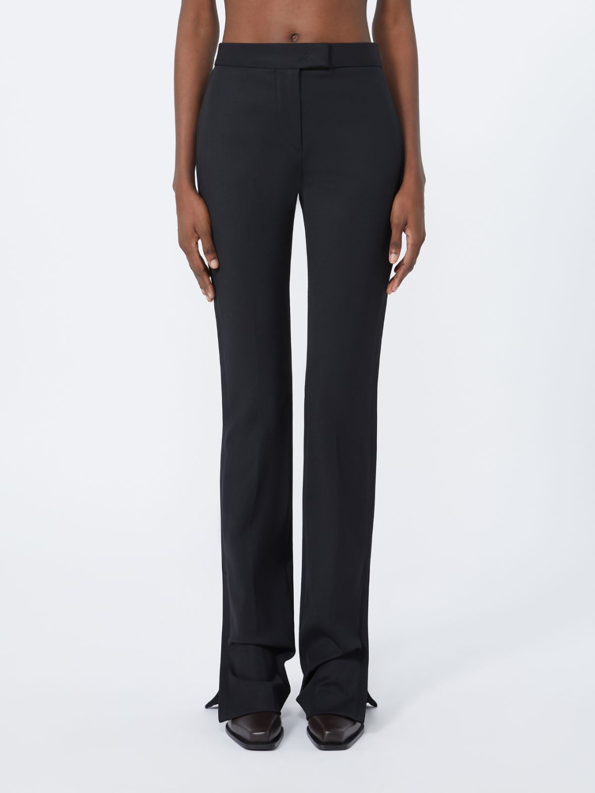 Gabardine low-rise slim flared trousers - BLACK - Max Mara - 2