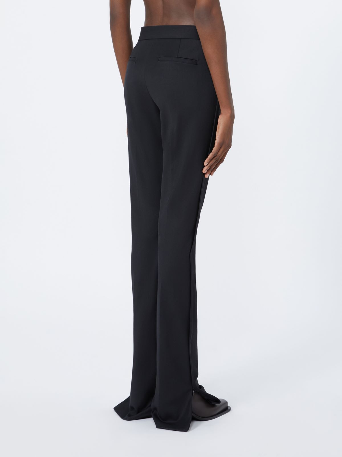 Gabardine low-rise slim flared trousers - BLACK - Max Mara - 3