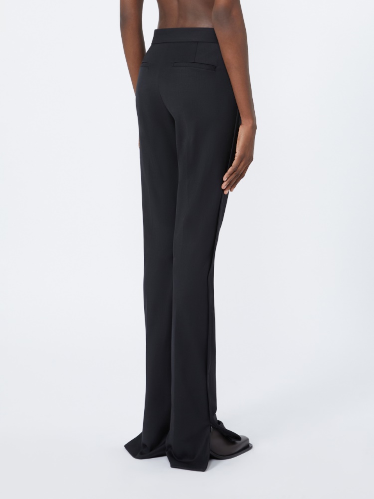 Gabardine low-rise slim flared trousers - BLACK - Max Mara - 3