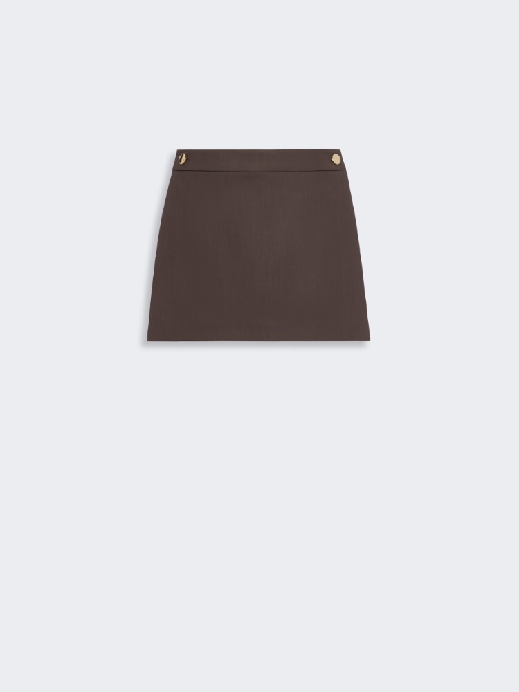 Stretch viscose shorts with panel detail - CHOCOLATE - 5
