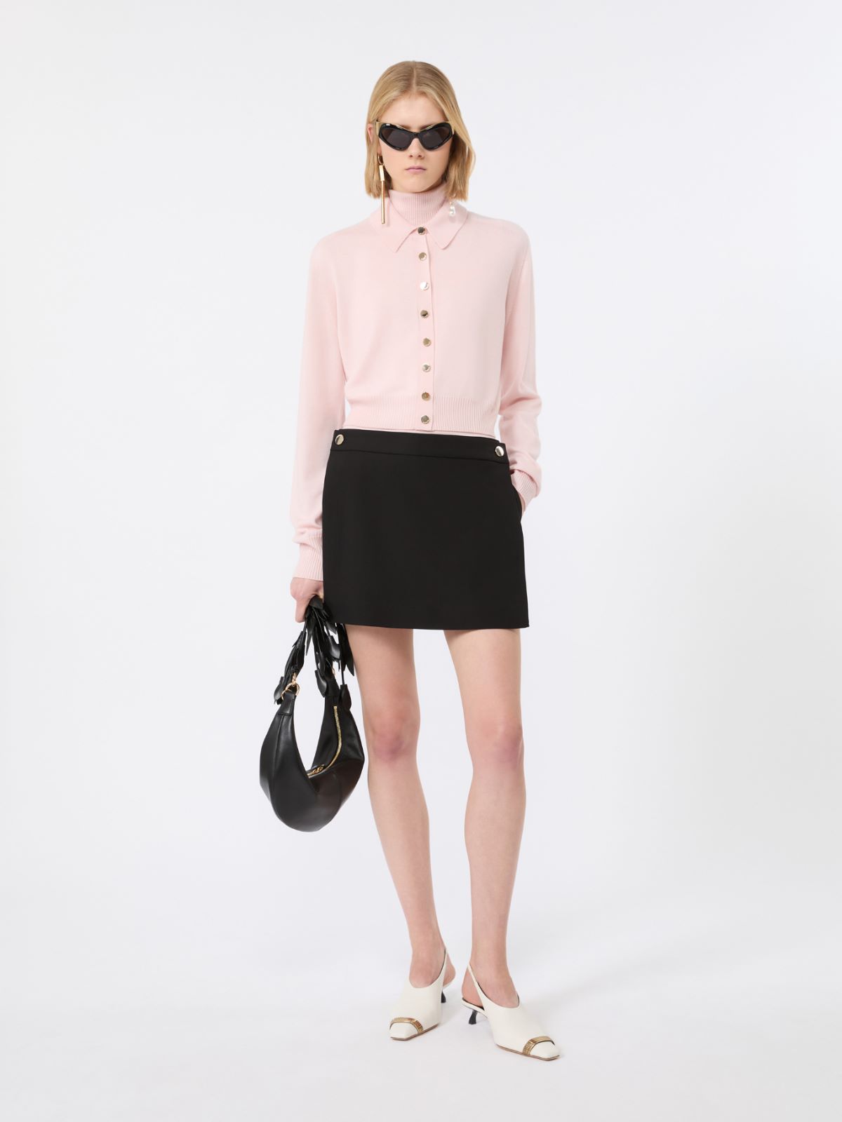 Stretch viscose shorts with panel detail + BLACK - Max Mara