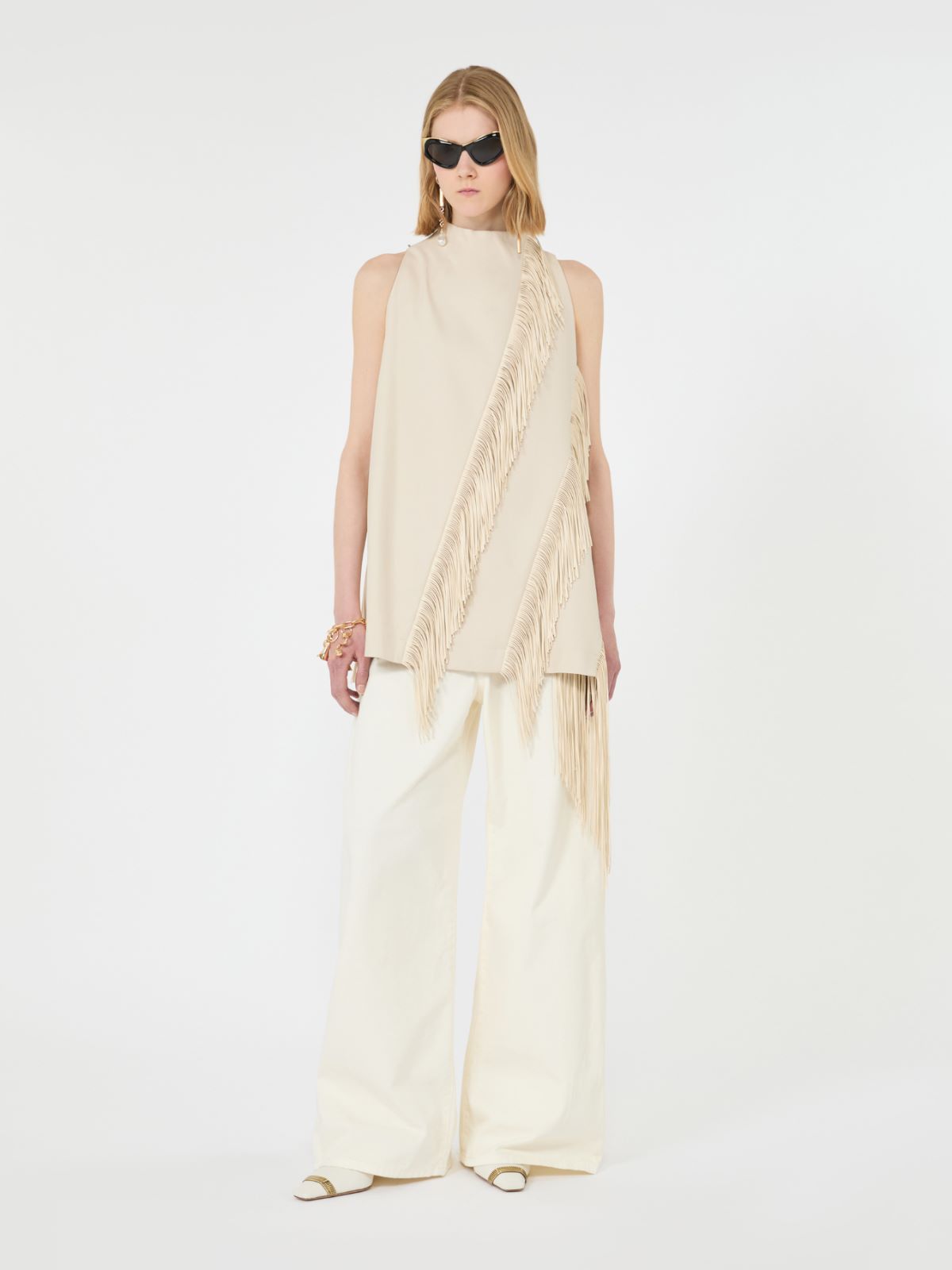Fringed cotton top - ECRU