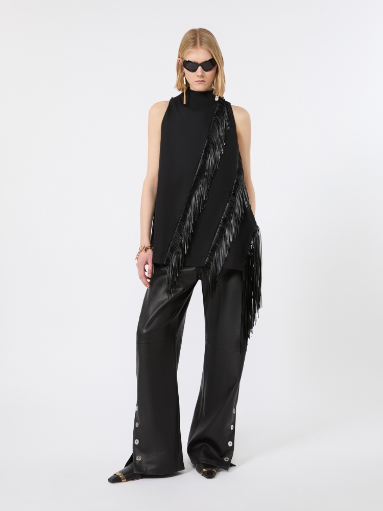 Top aus Baumwolle mit Fransen + SCHWARZ - Max Mara