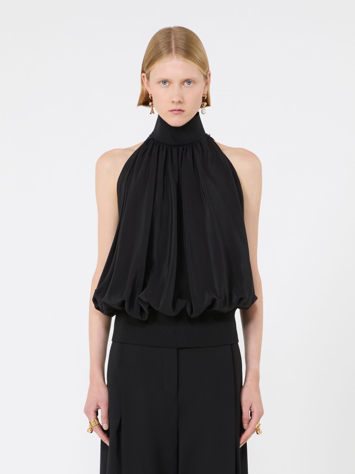 Sleeveless pure silk top - BLACK - Max Mara - 2