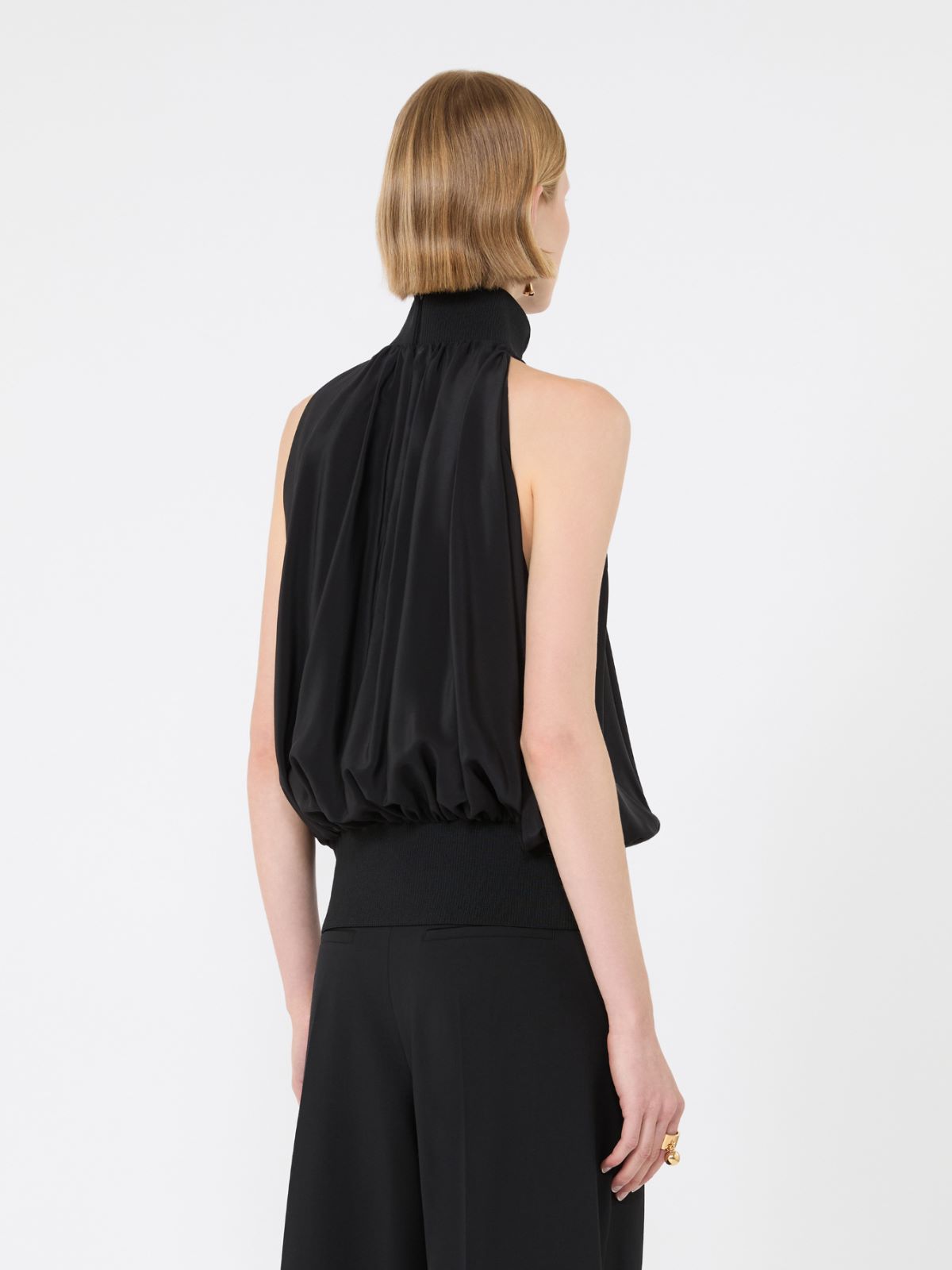 Sleeveless pure silk top - BLACK - Max Mara - 3