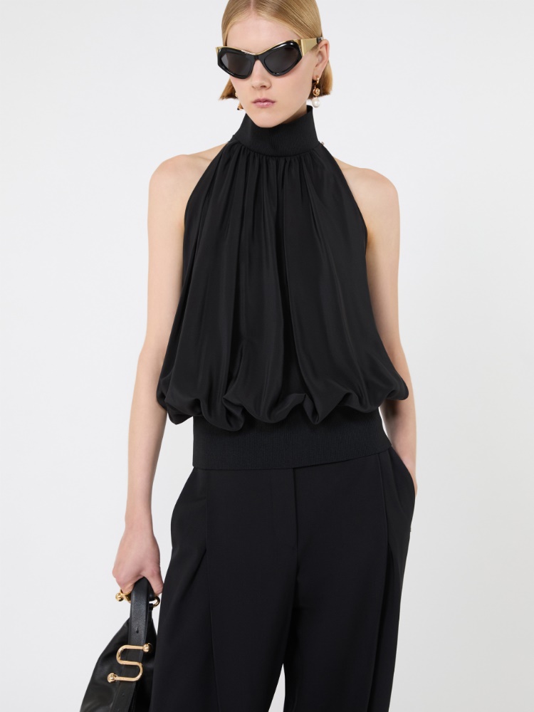 Sleeveless pure silk top - BLACK - Max Mara - 4