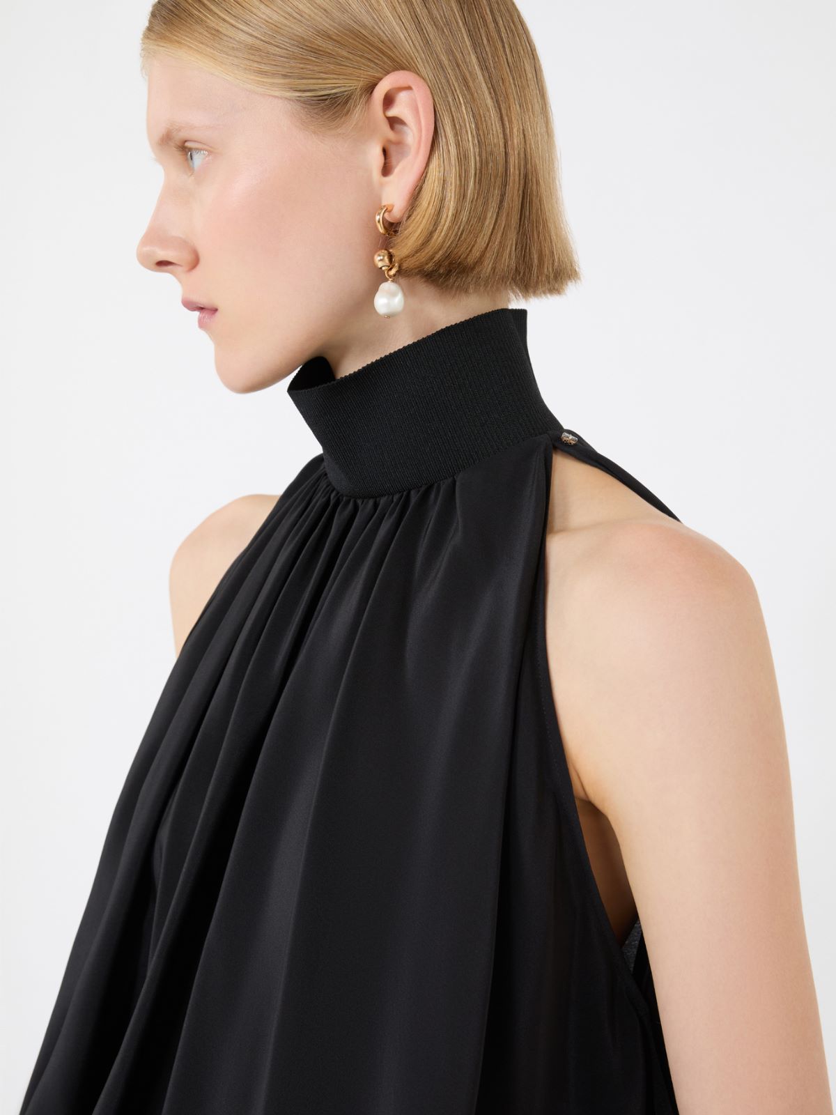 Sleeveless pure silk top - BLACK - Max Mara - 5