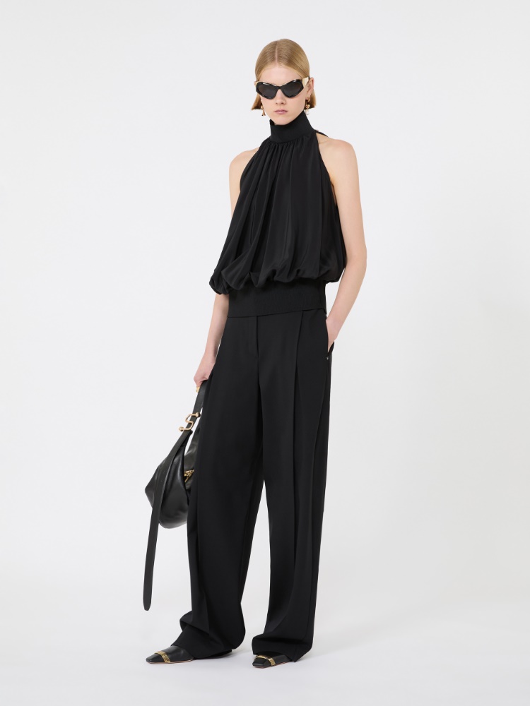 Sleeveless pure silk top - BLACK - Max Mara