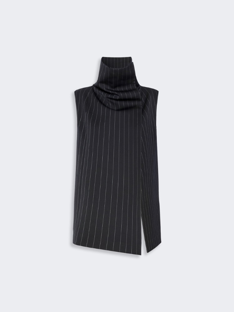 Sleeveless wool top - BLACK