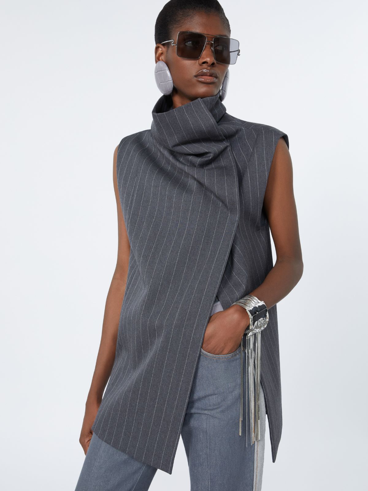 Sleeveless wool top - MEDIUM GREY - Max Mara - 4