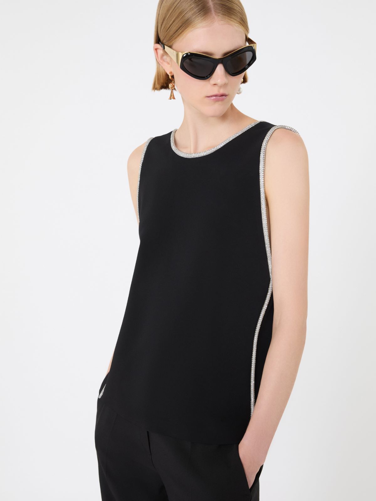 Sleeveless viscose top - BLACK - Max Mara - 4