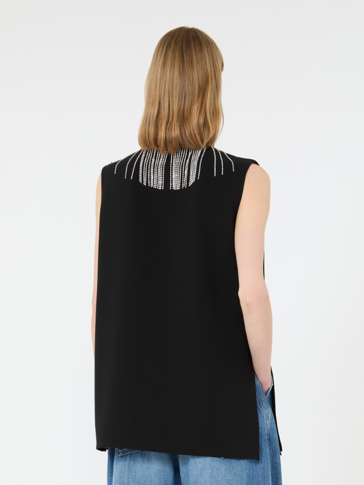 Ärmelloses Top aus Cady mit Strass - SCHWARZ - 3