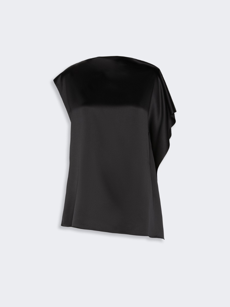 Silk top with ruffle detail - BLACK - Max Mara - 6
