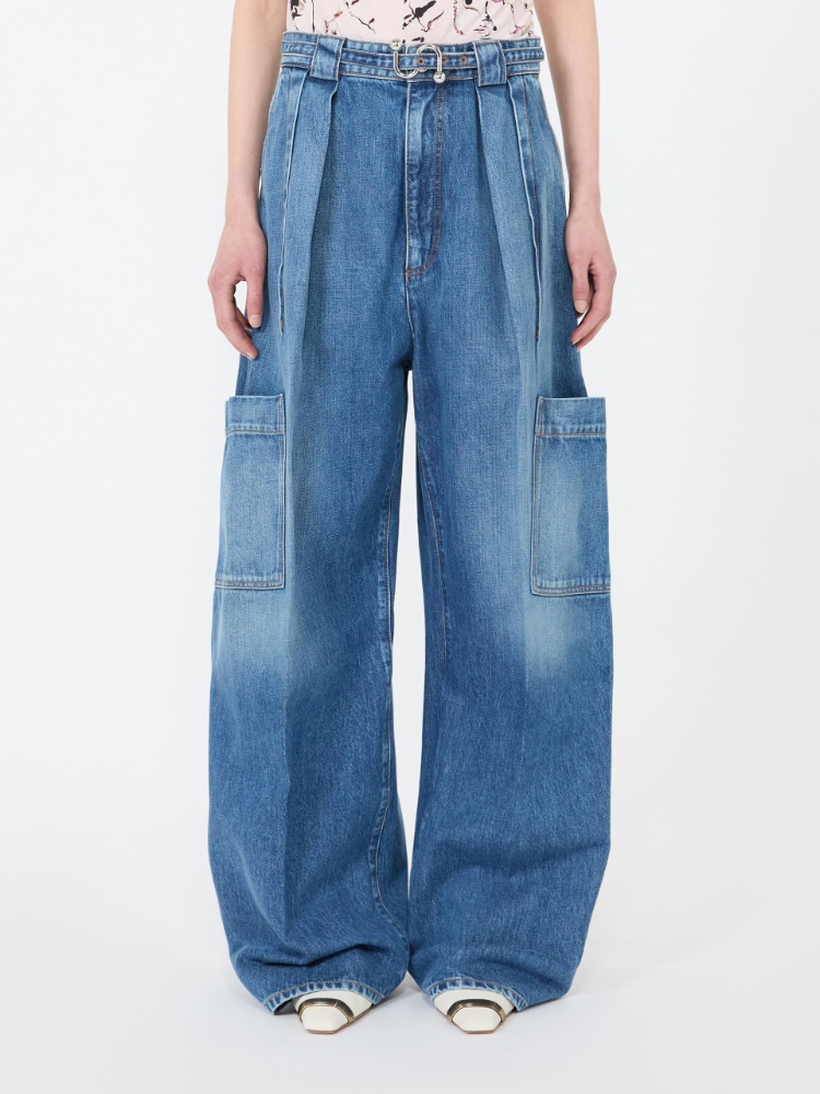 Oversized denim cargo trousers - MIDNIGHTBLUE - 2