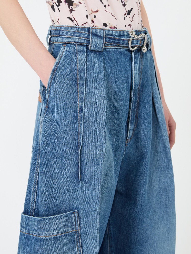 Oversized denim cargo trousers - MIDNIGHTBLUE - 4