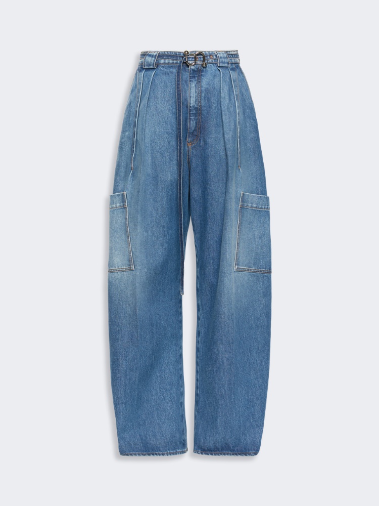 Oversized denim cargo trousers - MIDNIGHTBLUE - 5