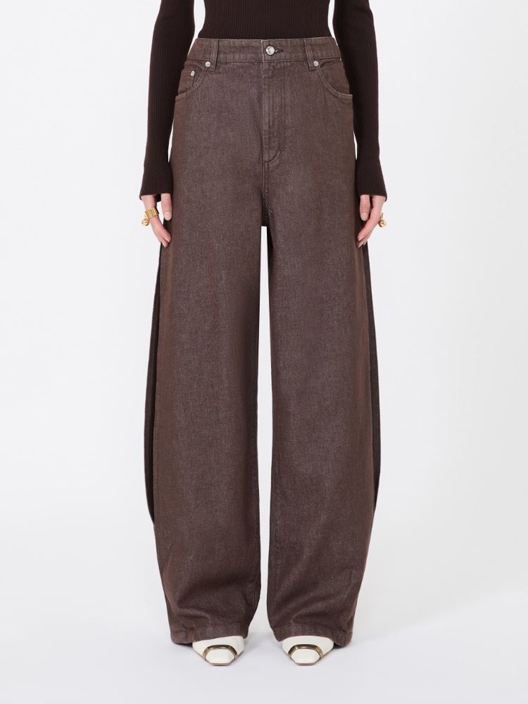Wide, cotton jeans - DARK BROWN - Max Mara - 2