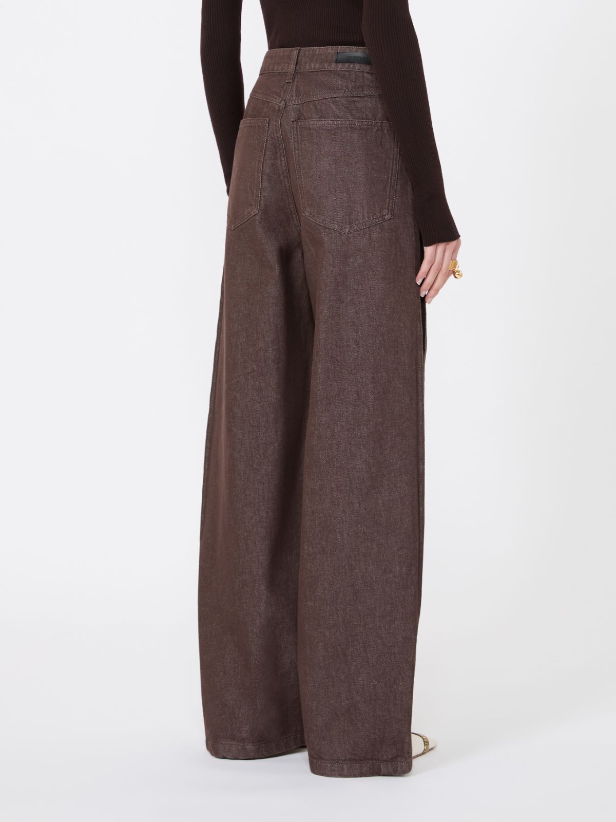 Wide, cotton jeans - DARK BROWN - Max Mara - 3