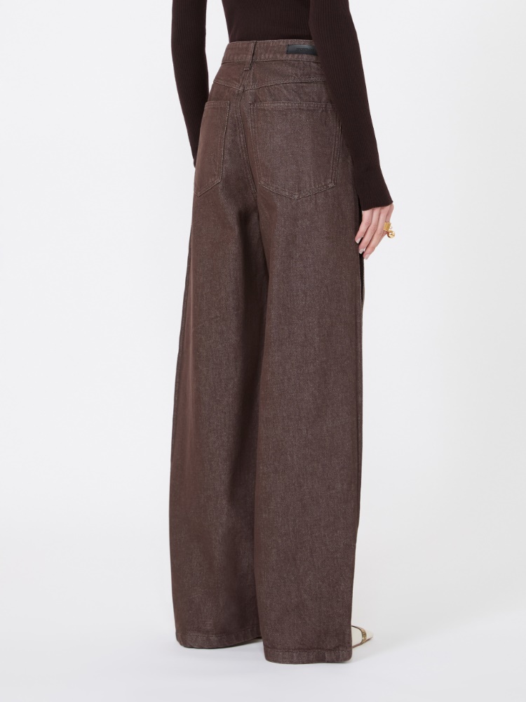 Wide, cotton jeans - DARK BROWN - Max Mara - 3