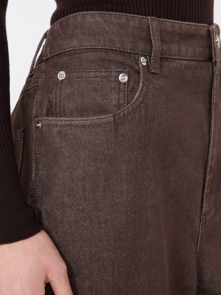 Wide, cotton jeans - DARK BROWN