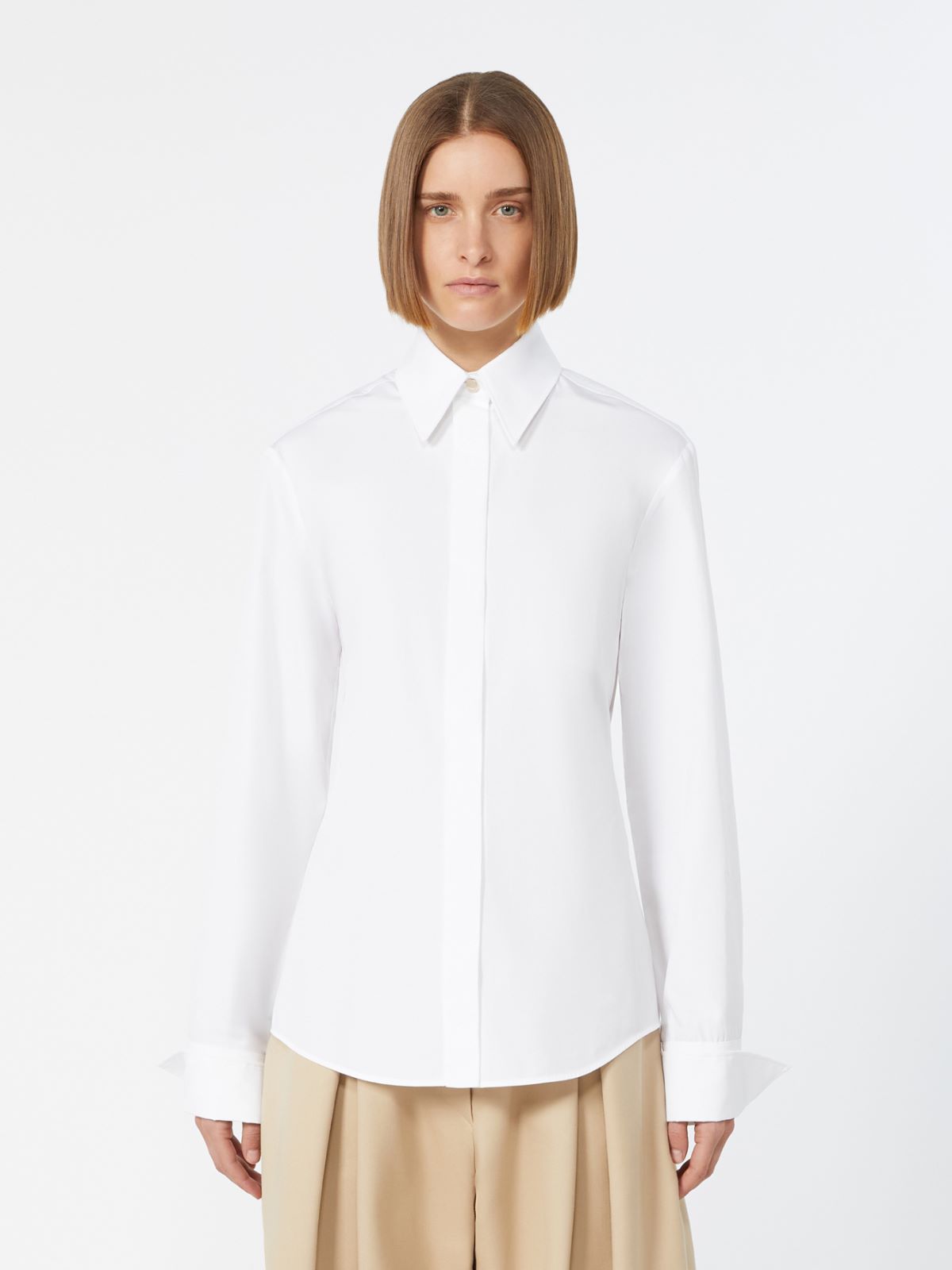 Poplin fitted-waist shirt - OPTICAL WHITE - Max Mara - 2