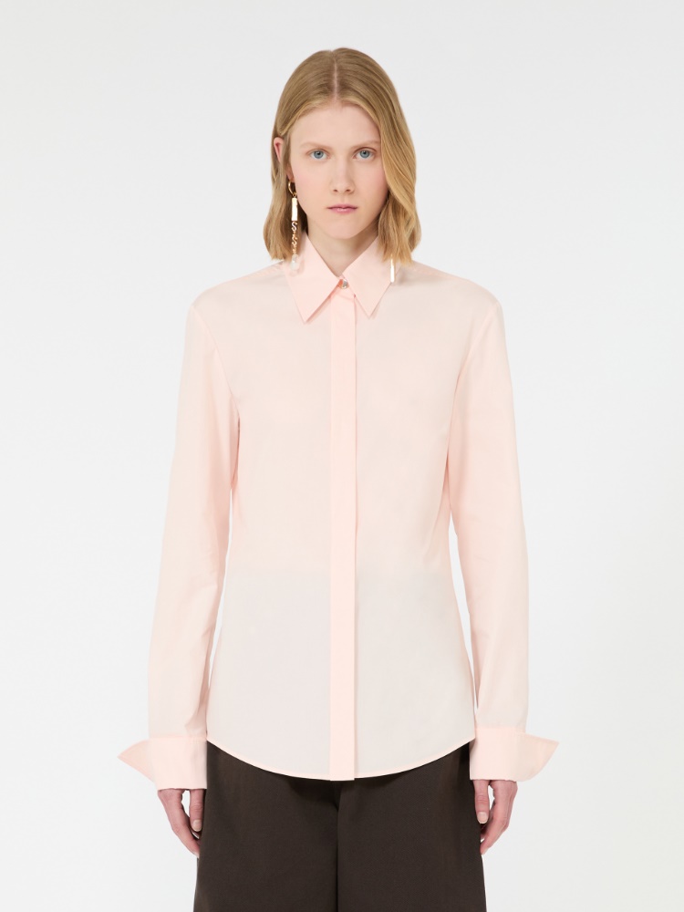 Bluse mit schmalem Schnitt aus Popeline - PUDER - 2