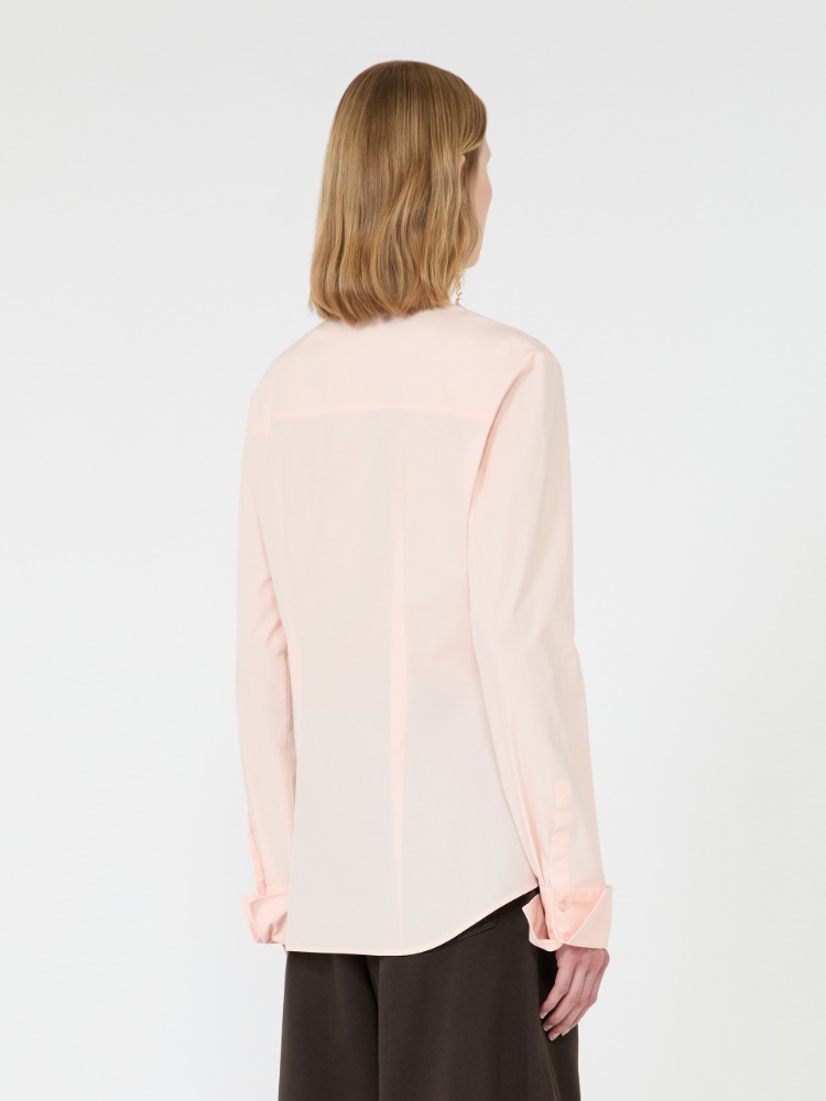 Bluse mit schmalem Schnitt aus Popeline - PUDER - 3