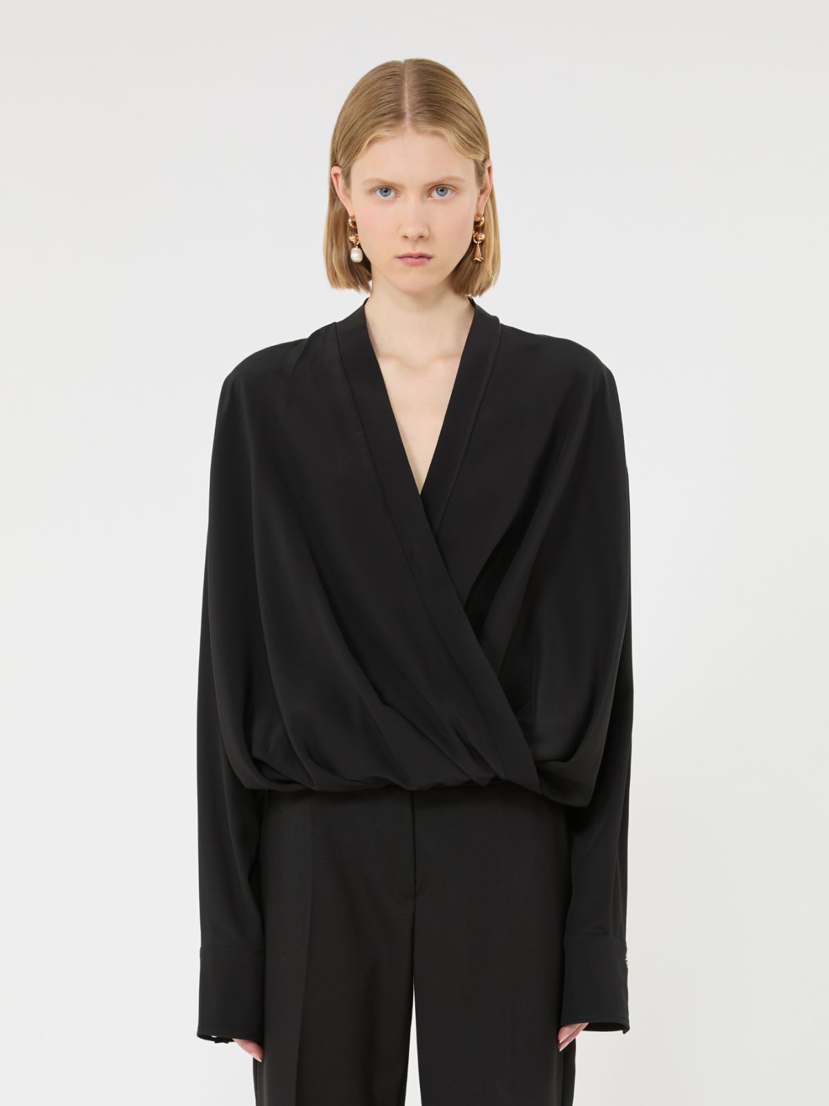 Loose-fit pure silk shirt - BLACK - Max Mara - 2