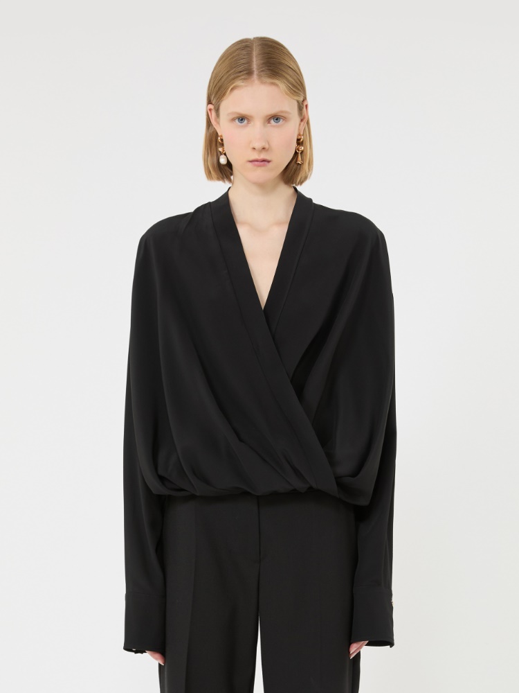 Loose-fit pure silk shirt - BLACK - Max Mara - 2