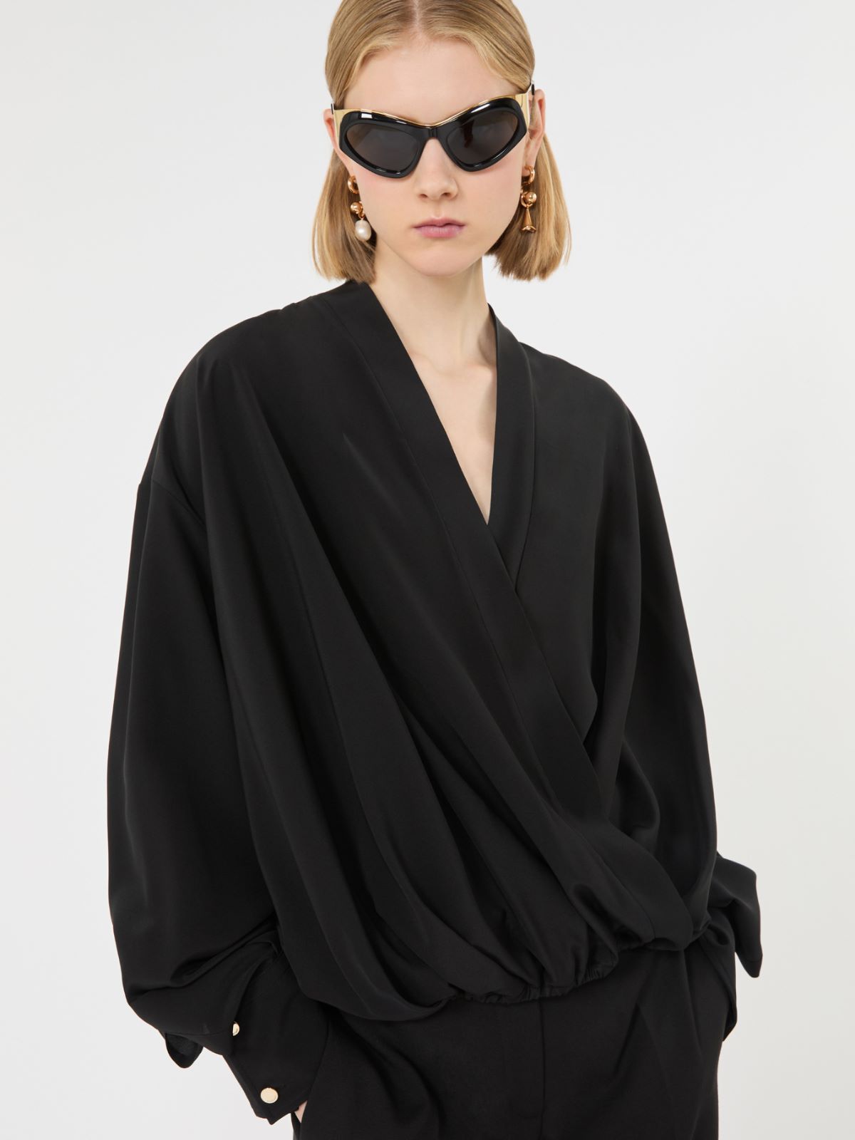 Loose-fit pure silk shirt - BLACK - Max Mara - 4