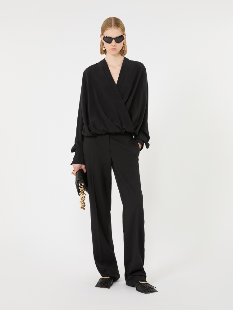 Loose-fit pure silk shirt - BLACK - Max Mara
