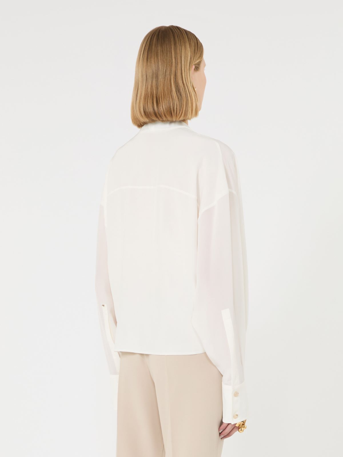 Loose-fit pure silk shirt - WHITE - Max Mara - 3