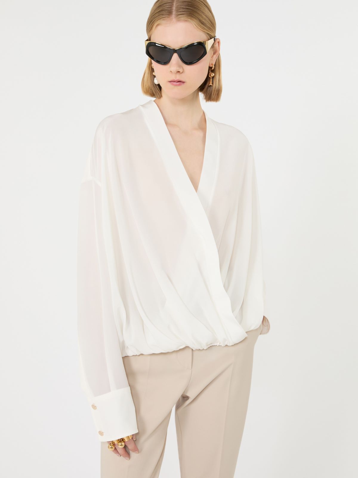 Loose-fit pure silk shirt - WHITE - Max Mara - 4
