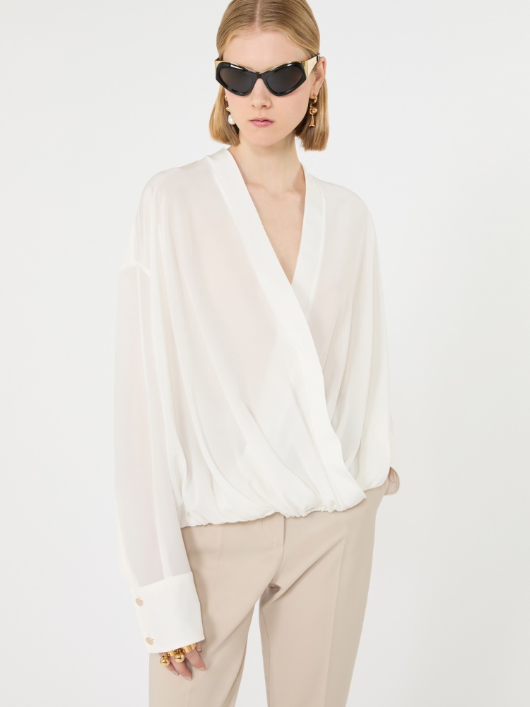 Loose-fit pure silk shirt - WHITE - Max Mara - 4