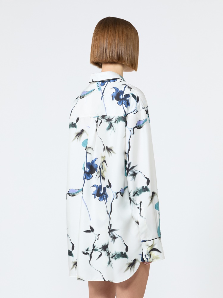 Long printed silk shirt - WHITE - 3