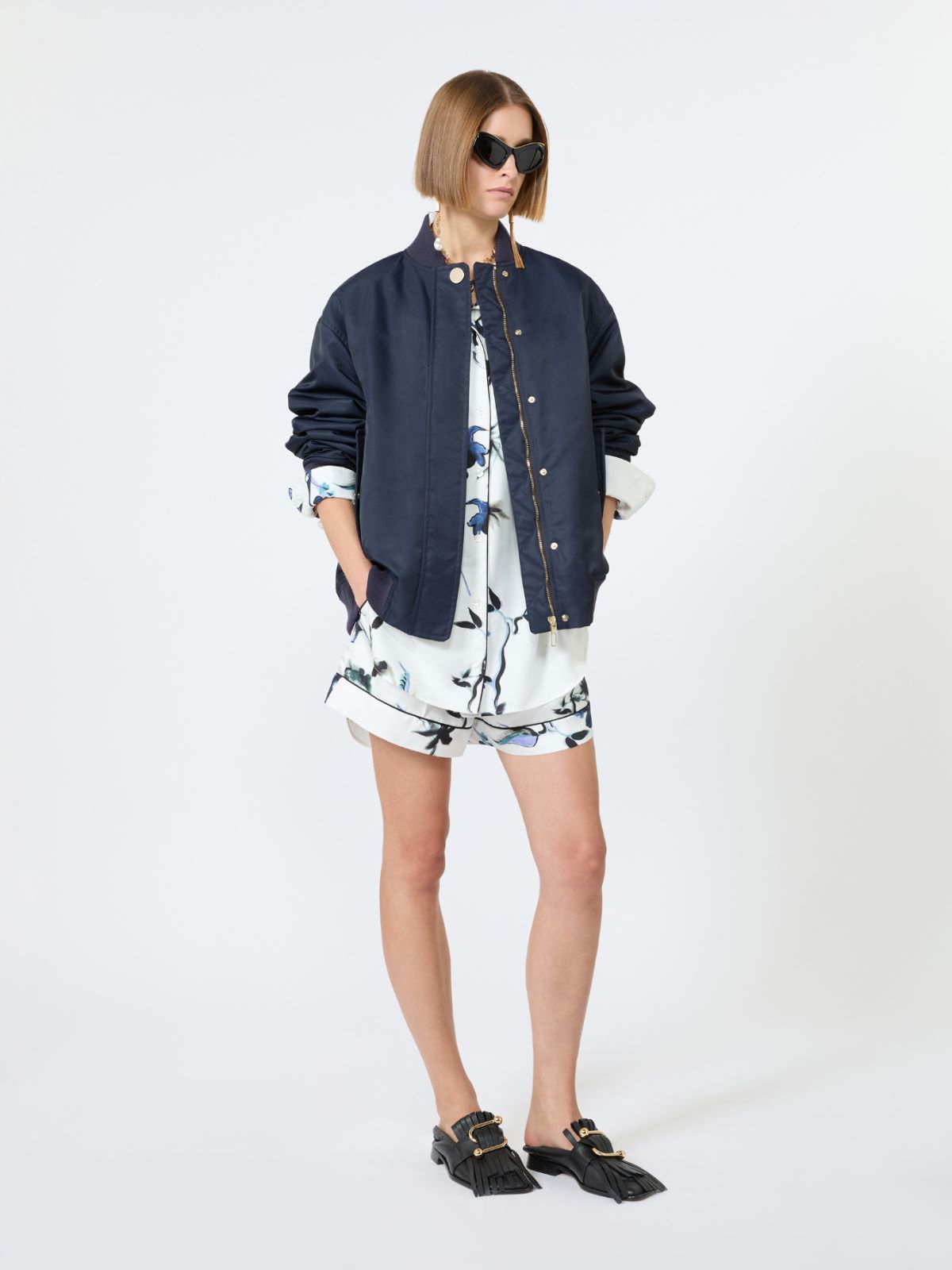 Long printed silk shirt + WHITE - Max Mara