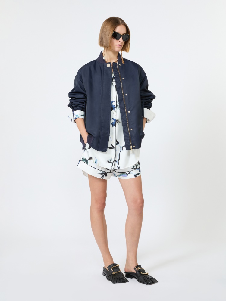Long printed silk shirt - WHITE - 1
