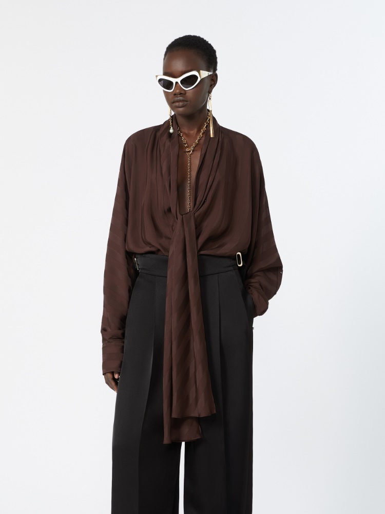Oversized kimono shirt - CHOCOLATE - 4