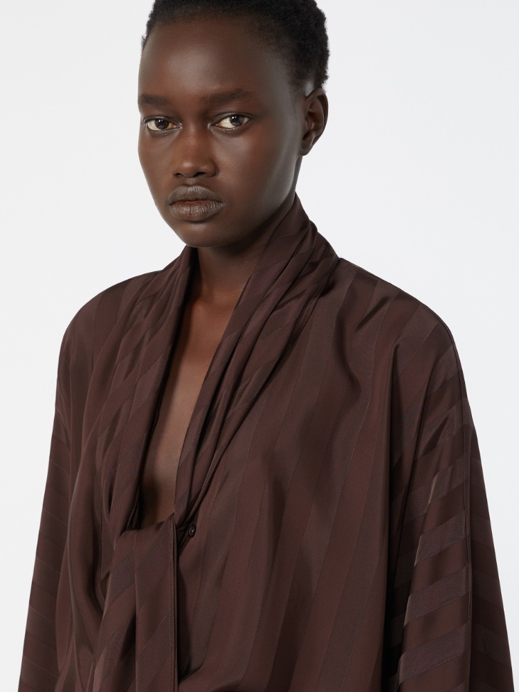 Oversized kimono shirt - CHOCOLATE - 5