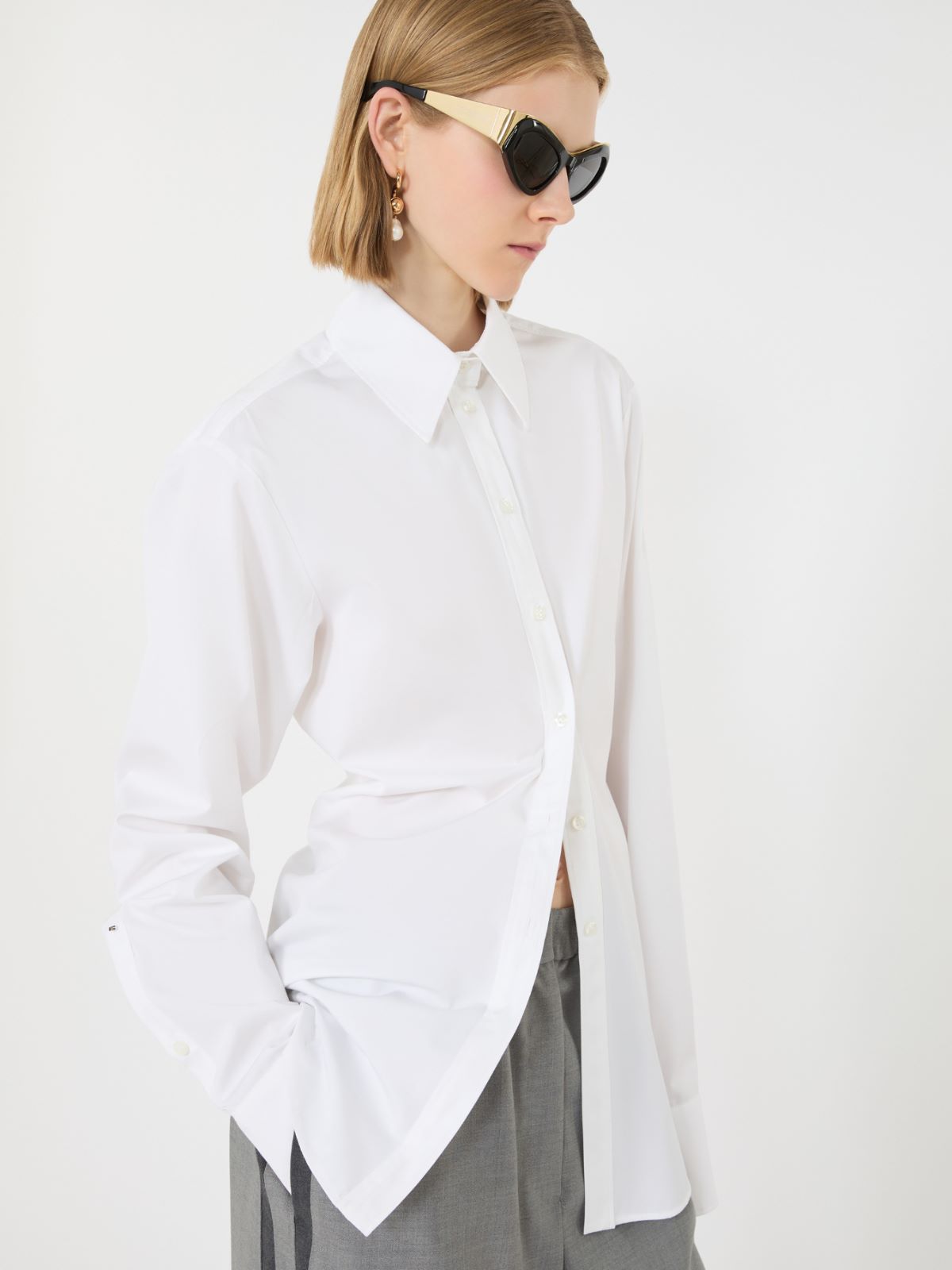 Cotton poplin shirt - OPTICAL WHITE - Max Mara - 4