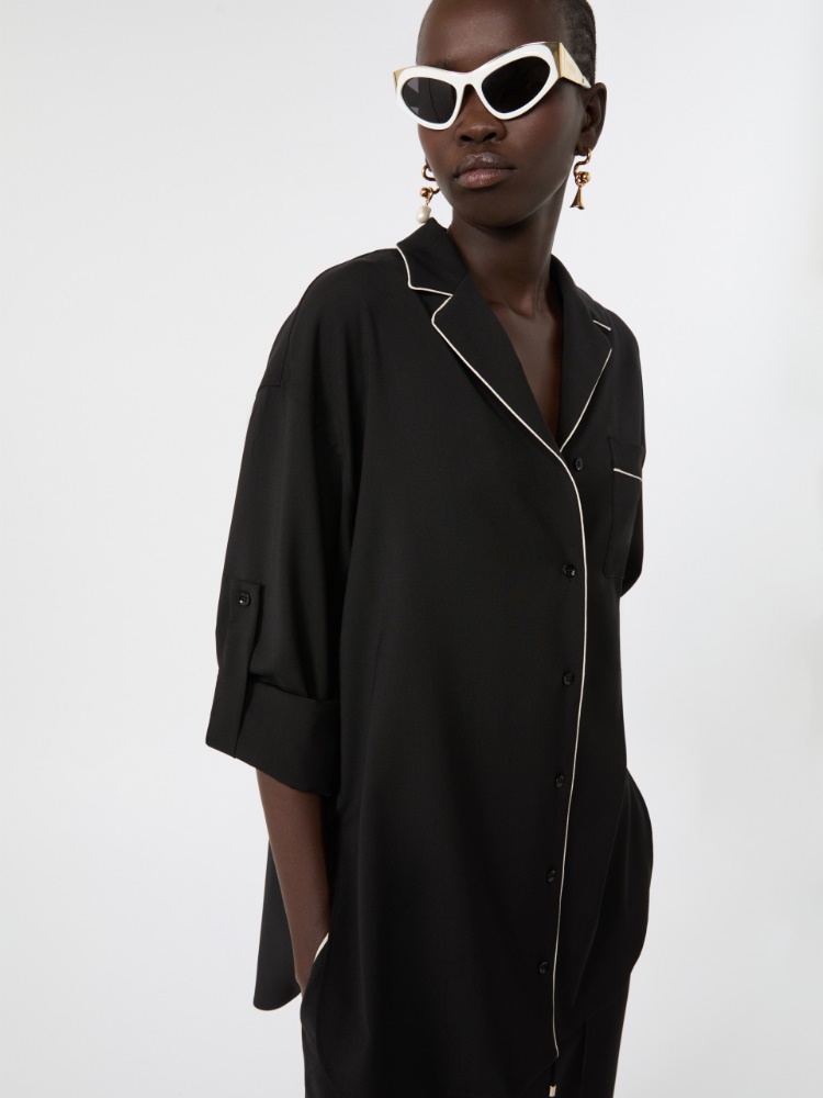 Wide wool shirt - BLACK - Max Mara - 4