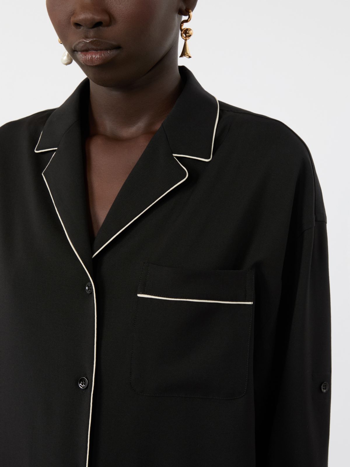 Wide wool shirt - BLACK - Max Mara - 5
