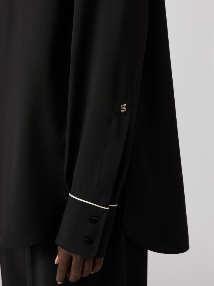 Wide wool shirt - BLACK