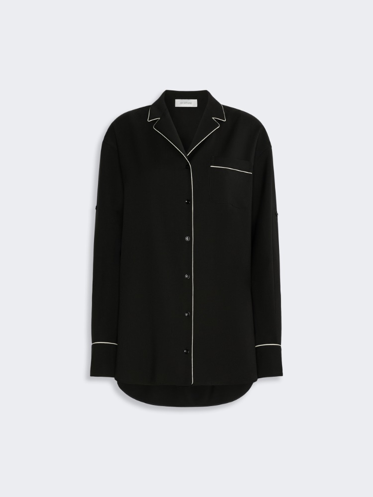 Wide wool shirt - BLACK