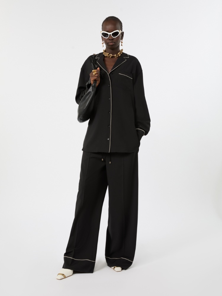Wide wool shirt - BLACK - Max Mara