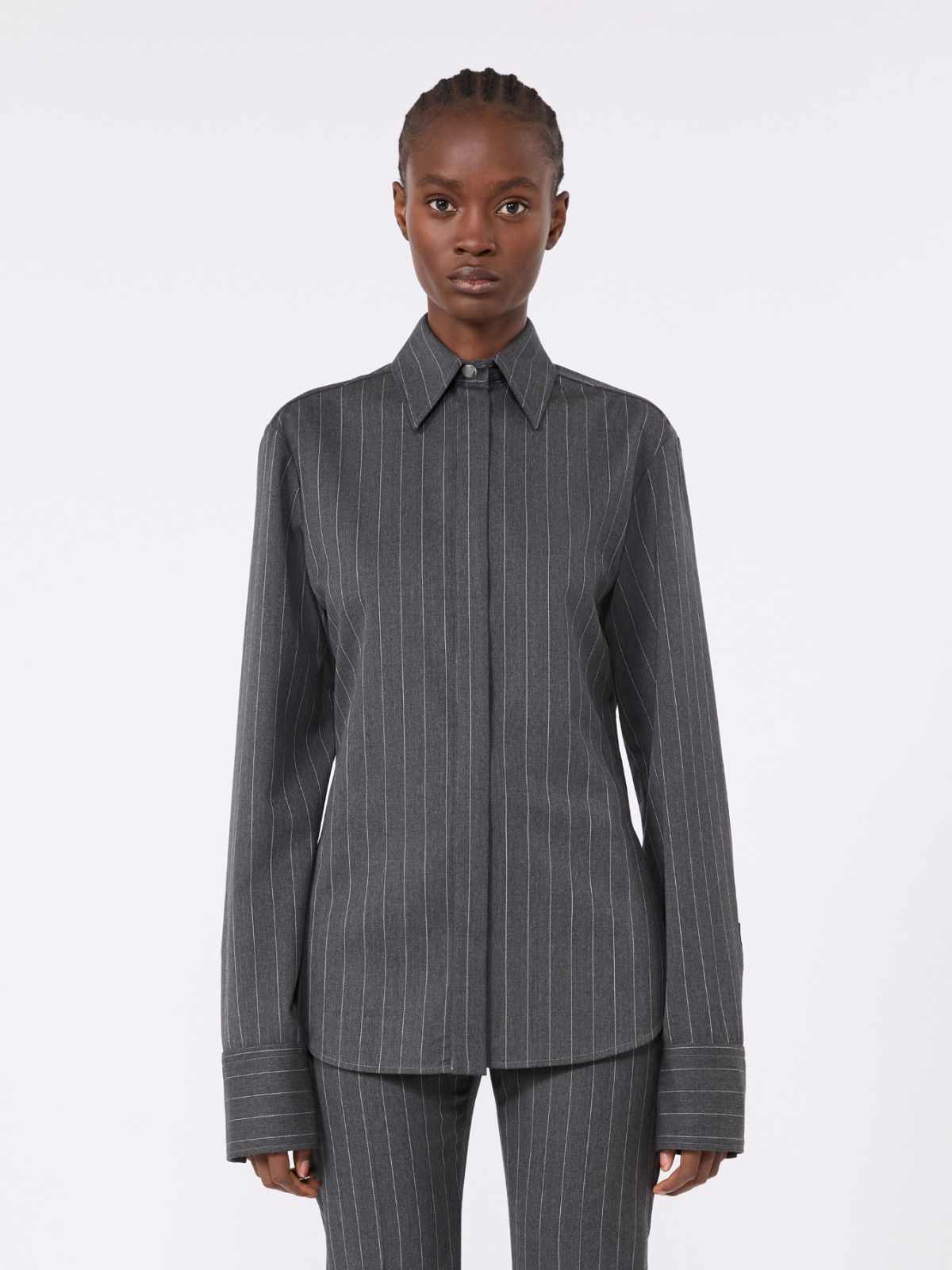 Slim wool shirt - MEDIUM GREY - Max Mara - 2