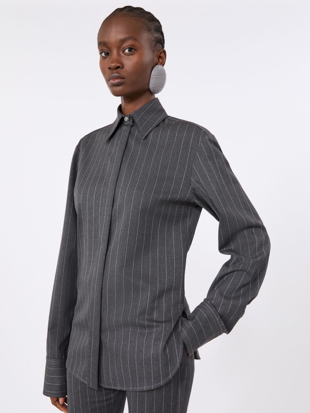 Slim wool shirt - MEDIUM GREY - Max Mara - 4