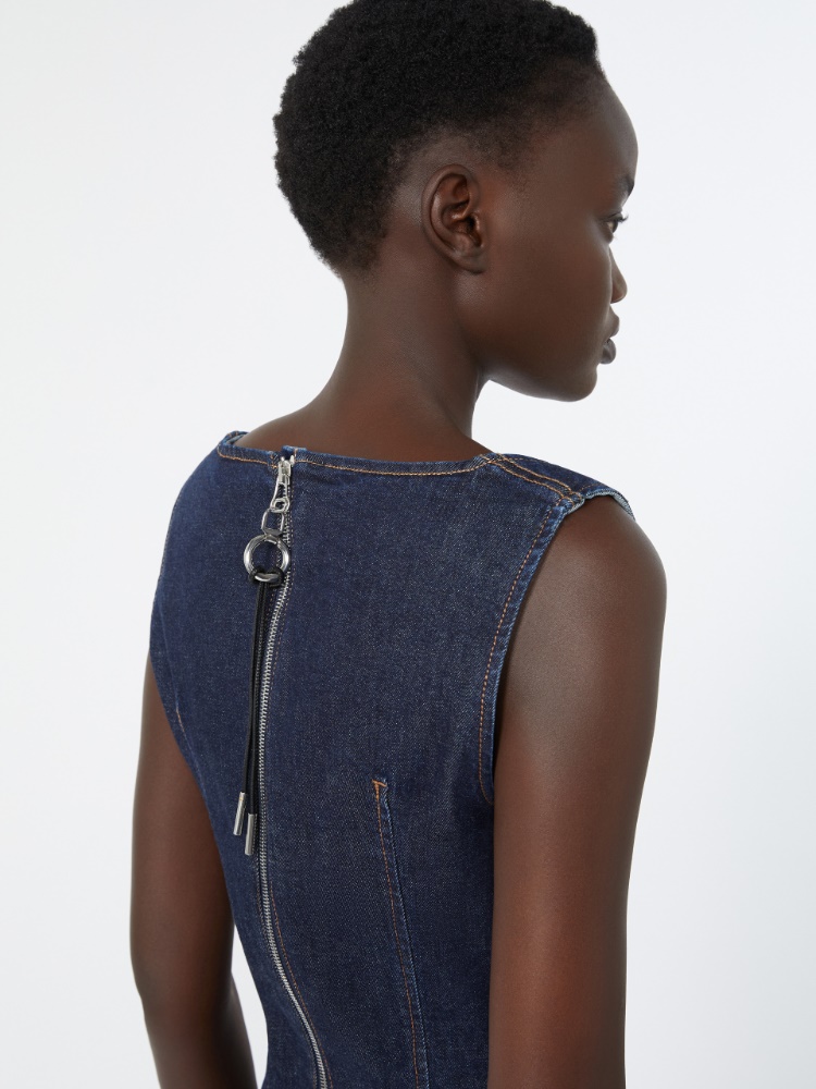 Robe sans manches en denim - BLEU NUIT - 4
